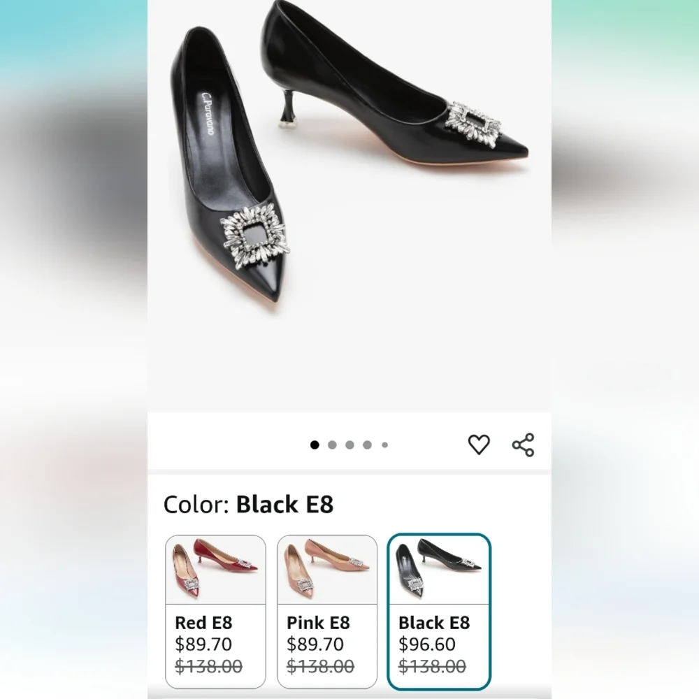 C.paravano Black Embellished Women's Heels Sizes 7.5 And 9.5 - Picture 8 of 8